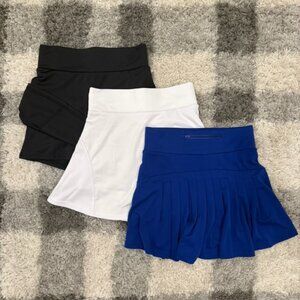 Tennis Skirt Bundle Black White Blue Athletic Skorts Pleated Activewear (S)